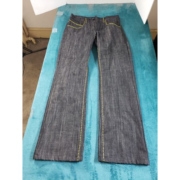 VINTAGE Miskeen Sz 30x34 Mens Black Cotton Pants BAGGY Design Straight Y2K - Picture 1 of 13